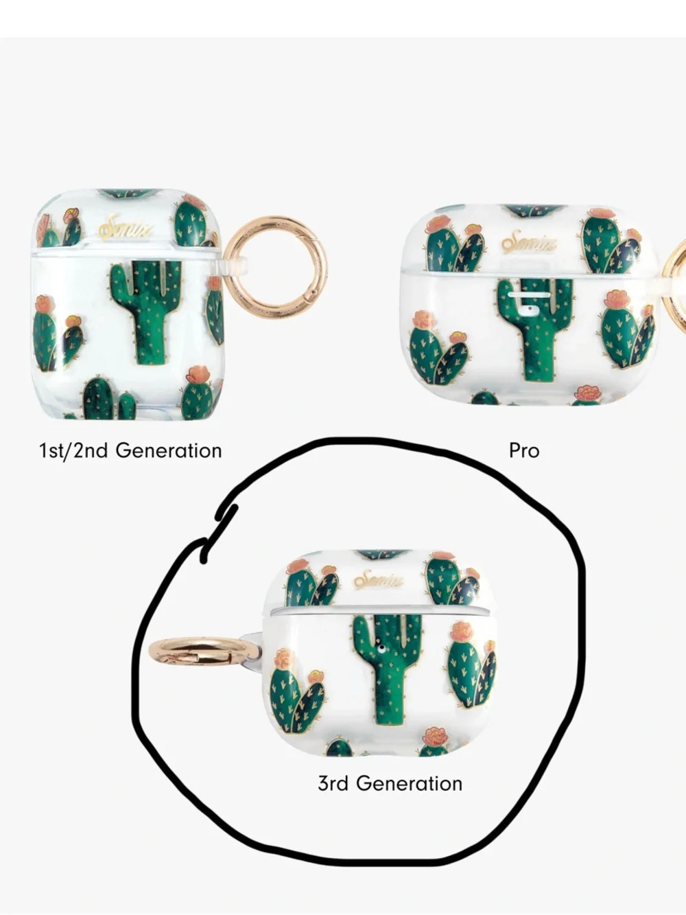 NIB Sonix Prickly Pear Cacti Apple AirPods case 3rd Gen AirPods Gold Foil